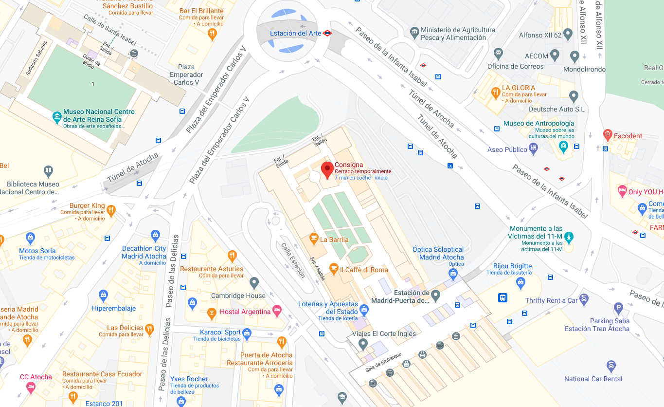 Mapa de Consignas Madrid: estación de trenes de Atocha